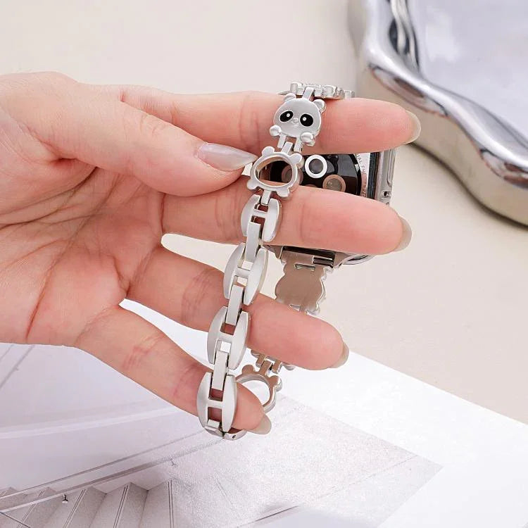 Bracelete de Relógio em Metal com Diamantes em Forma de Panda Vermelho xDfind, Para Apple Watch 42 / 44 / 45 / 46 / 49mm, Para Apple Watch 38 / 40 / 41 / S11 42mm