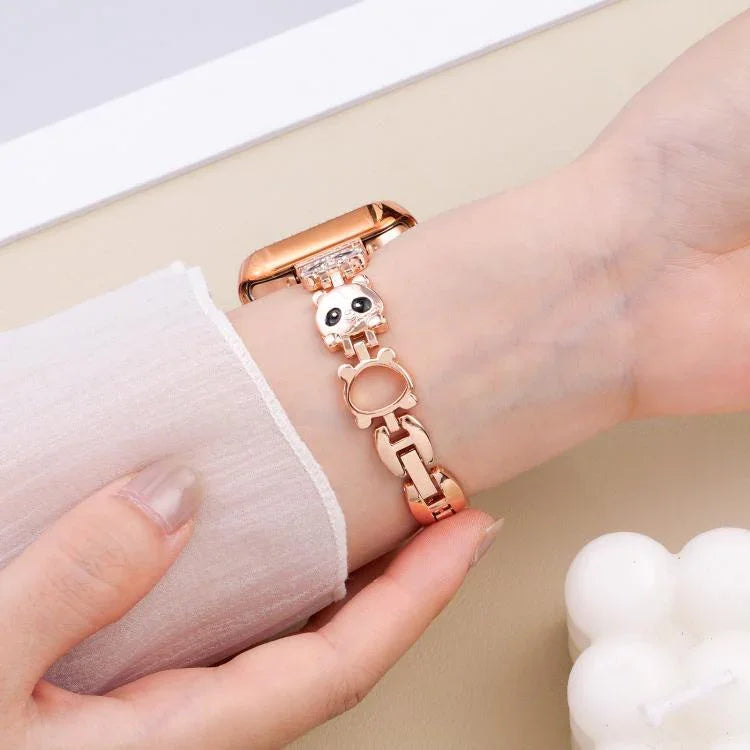 Bracelete de Relógio em Metal com Diamantes em Forma de Panda Vermelho xDfind, Para Apple Watch 42 / 44 / 45 / 46 / 49mm, Para Apple Watch 38 / 40 / 41 / S11 42mm