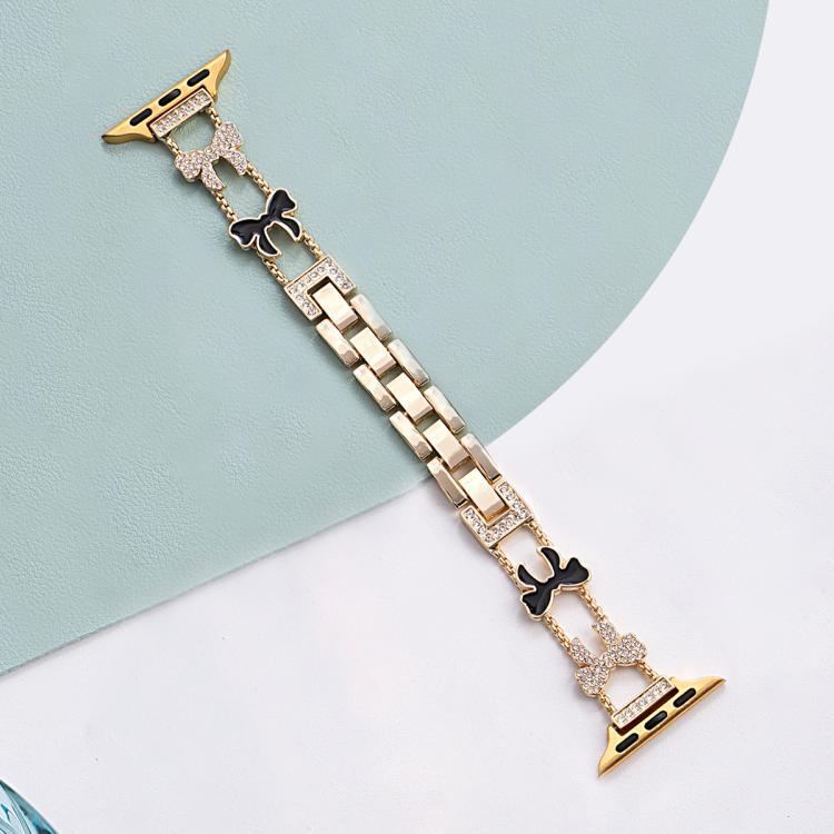 Bracelete de Relógio em Metal com Diamantes e Corrente com Laço xDfind, Para Apple Watch 42 / 44 / 45 / 46 / 49mm, Para Apple Watch 38 / 40 / 41 / S11 42mm