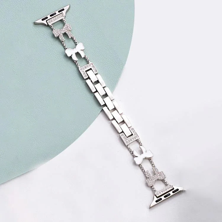Bracelete de Relógio em Metal com Diamantes e Corrente com Laço xDfind, Para Apple Watch 42 / 44 / 45 / 46 / 49mm, Para Apple Watch 38 / 40 / 41 / S11 42mm