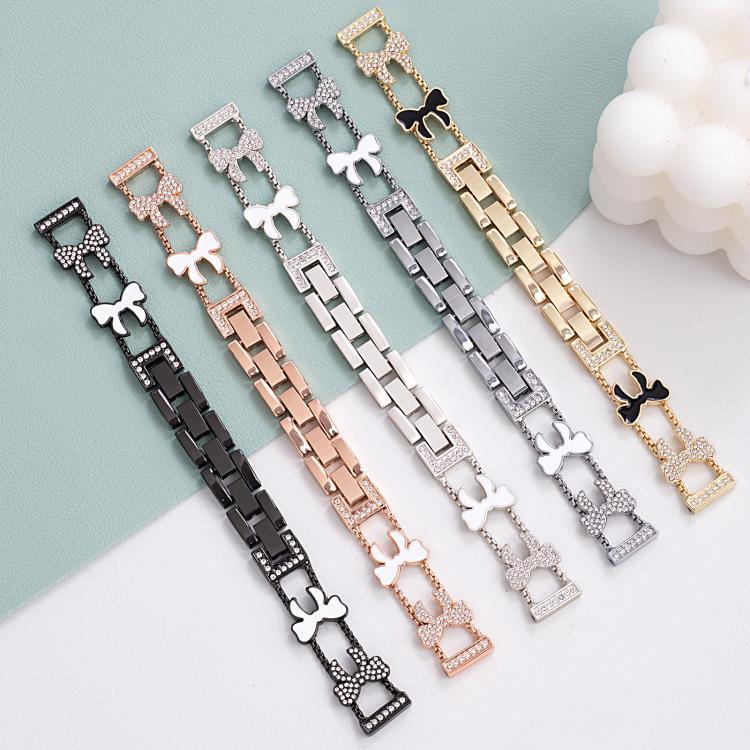 Bracelete de Relógio em Metal com Diamantes e Corrente com Laço xDfind, Para Apple Watch 42 / 44 / 45 / 46 / 49mm, Para Apple Watch 38 / 40 / 41 / S11 42mm