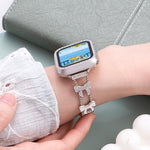 Bracelete de Relógio em Metal com Diamantes e Corrente com Laço xDfind, Para Apple Watch 42 / 44 / 45 / 46 / 49mm, Para Apple Watch 38 / 40 / 41 / S11 42mm