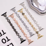 Bracelete de Relógio em Metal com Diamantes e Corrente com Coroa xDfind, Para Apple Watch 42 / 44 / 45 / 46 / 49mm, Para Apple Watch 38 / 40 / 41 / S11 42mm