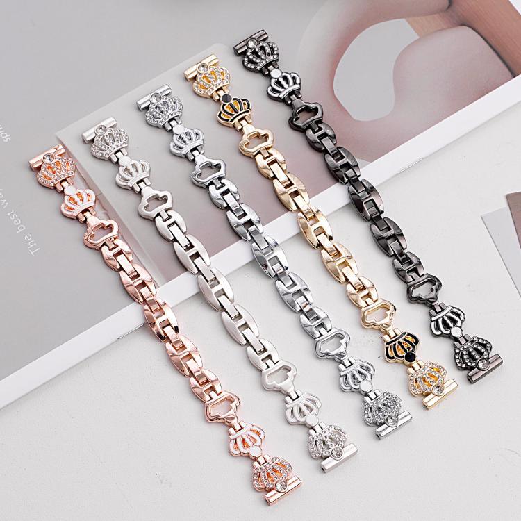 Bracelete de Relógio em Metal com Diamantes e Corrente com Coroa xDfind, Para Apple Watch 42 / 44 / 45 / 46 / 49mm, Para Apple Watch 38 / 40 / 41 / S11 42mm