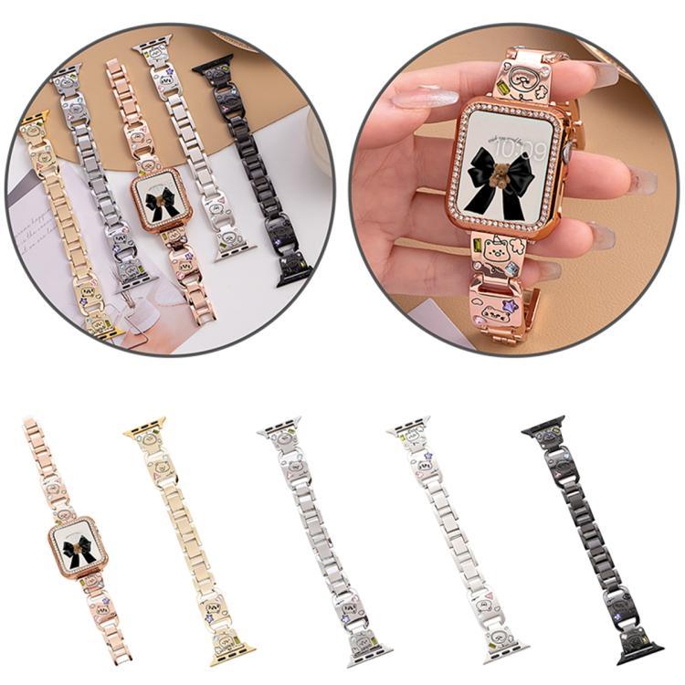 Bracelete de Relógio em Metal com Diamantes Happy Zoo xDfind, Para Apple Watch 42 / 44 / 45 / 46 / 49mm, Para Apple Watch 38 / 40 / 41 / S11 42mm