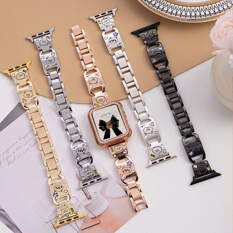 Bracelete de Relógio em Metal com Diamantes Happy Zoo xDfind, Para Apple Watch 42 / 44 / 45 / 46 / 49mm, Para Apple Watch 38 / 40 / 41 / S11 42mm
