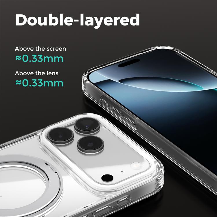 ABEEL MagSafe Q-LUCK Pivot Bracket Transparent Phone Case, For iPhone 17 Pro Max, For iPhone 17 Pro, For iPhone 17, For iPhone Air, For iPhone 16 Pro Max, For iPhone 16 Pro, For iPhone 16 Plus, For iPhone 16