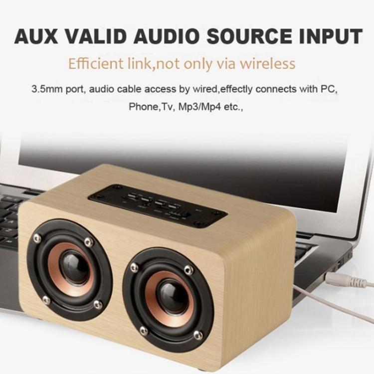 Altifalante Bluetooth Sem Fios de Madeira K5, Suporta Bluetooth, AUX, Cartão TF, K5