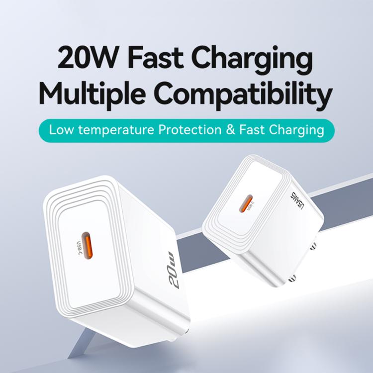 USAMS CC325 T69 PD Carregador Rápido de Porta Única 20W USB-C / Tipo-C, CC325