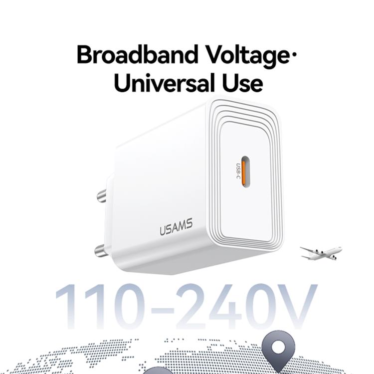 USAMS CC325 T69 PD Carregador Rápido de Porta Única 20W USB-C / Tipo-C, CC325