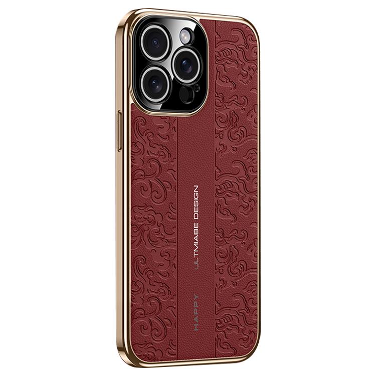 Capa para Telemóvel em PC de Pele Lisa com Padrão Dragão das Nuvens, Para iPhone 14 Pro Max