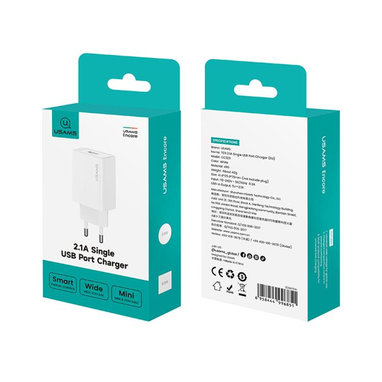 Carregador de Porta Única USB USAMS CC326 T69 10.5W 2.1A, CC326