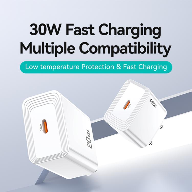 USAMS CC329 T69 PD Carregador Rápido de Porta Única 30W USB-C / Tipo-C, CC329