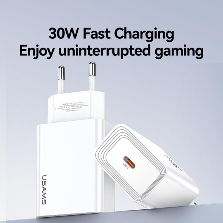 USAMS CC329 T69 PD Carregador Rápido de Porta Única 30W USB-C / Tipo-C, CC329
