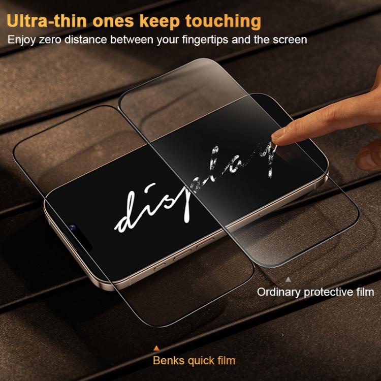 Benks King Kong Corning Filme Temperado HD de Cola Total com Curvatura Quente, Versão de Fixação Rápida, Para iPhone 17 Pro Max, Para iPhone 17 Pro, Para iPhone 17