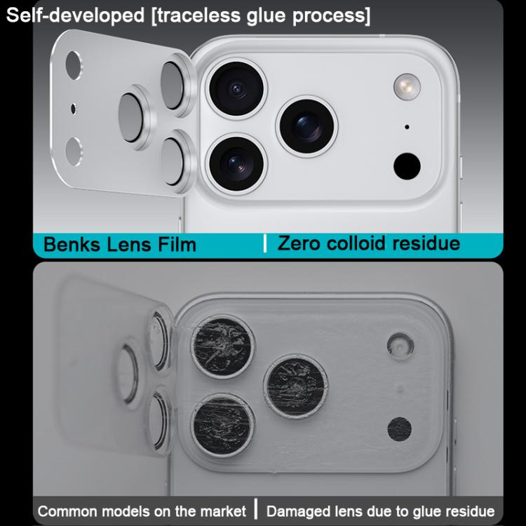 Benks King Kong Corning Protetor de Ecrã de Lente de Telefone Metálico Integrado, Para iPhone 17 Pro Max, Para iPhone 17 Pro