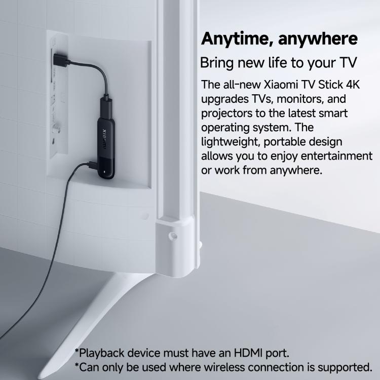 Xiaomi TV Stick Original 2ª Geração Quad Core Cortex-A55 4K Ultra HD WiFi6 Dual-Band Google TV Stick, Versão Global com Google Play, 2GB+8GB