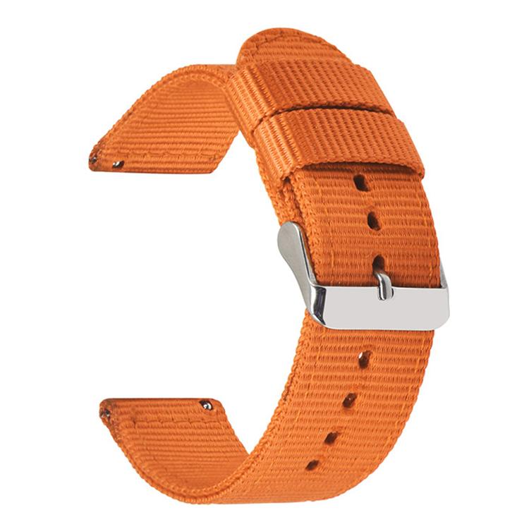 Stainless Steel Pin Buckle Solid Color Nylon Canvas Watch Band, 24mm