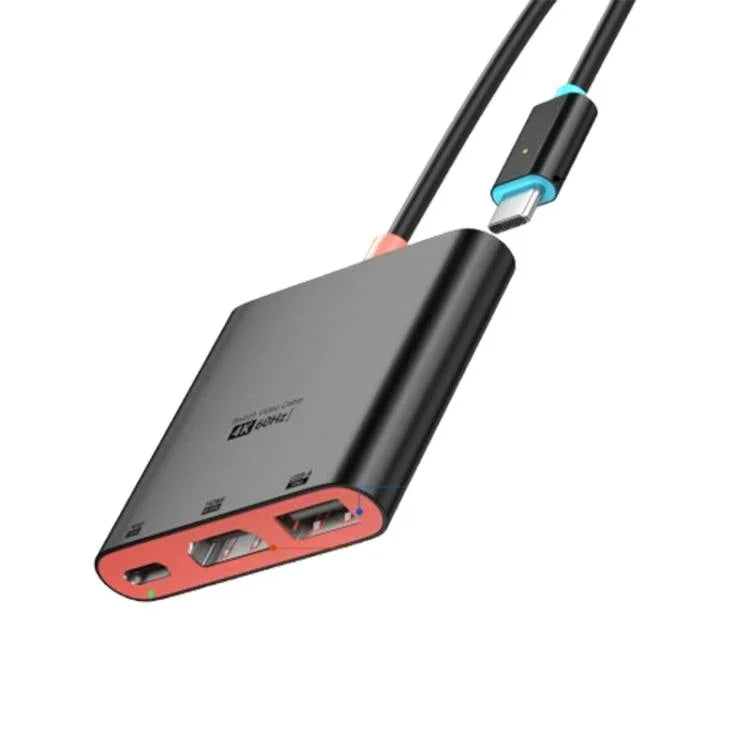 Estação de Ancoragem de Secretária 3 em 1 Tipo-C para HDMI + USB 3.0 + Porta de Carregamento Tipo-C PD, Para Nintendo Switch