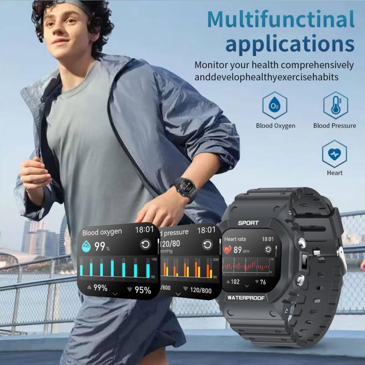 LC31 Relógio inteligente desportivo ao ar livre com ecrã TFT tátil completo de 1,75 polegadas, chamada Bluetooth com lanterna