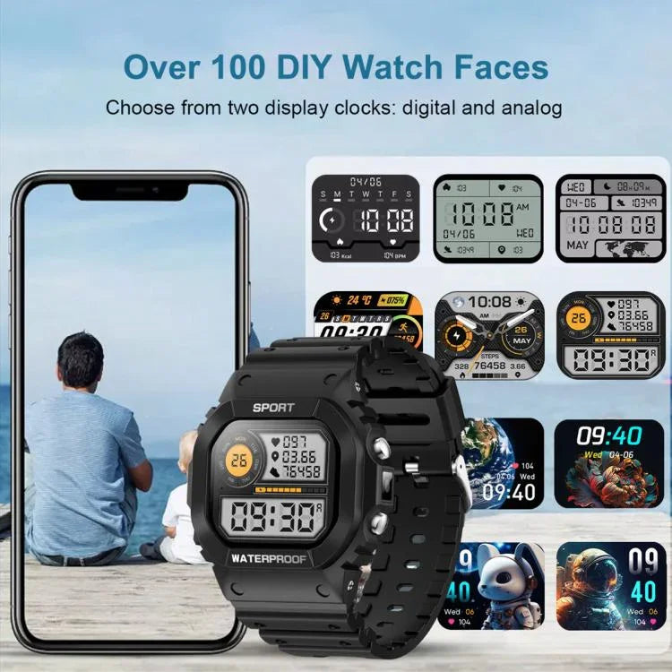 LC31 Relógio inteligente desportivo ao ar livre com ecrã TFT tátil completo de 1,75 polegadas, chamada Bluetooth com lanterna