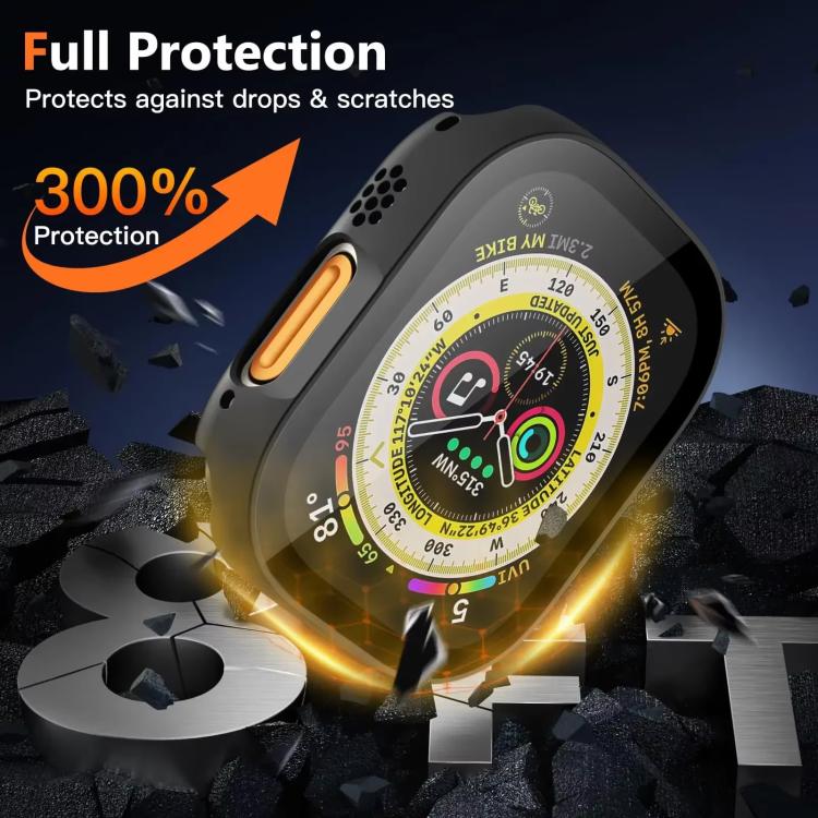 Capa de Relógio xDfind PC com Filme de Vidro Temperado Integrado, Para Apple Watch Ultra 3 / 2 / 1 49mm, Para Apple Watch Series 9 / 8 / 7 45mm, Para Apple Watch Series 9 / 8 / 7 41mm, Para Apple Watch Series 3 / 2 / 1 38mm