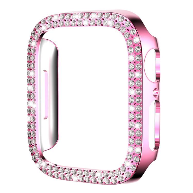 Capa de Relógio xDfind PC Oca com Dupla Fileira de Diamantes, Para Apple Watch Series 6 / 5 / 4 / SE 44mm, Para Apple Watch Series 6 / 5 / 4 / SE 40mm, Para Apple Watch Series 11 46mm / 10 46mm, Para Apple Watch Series 11 42mm / 10 42mm