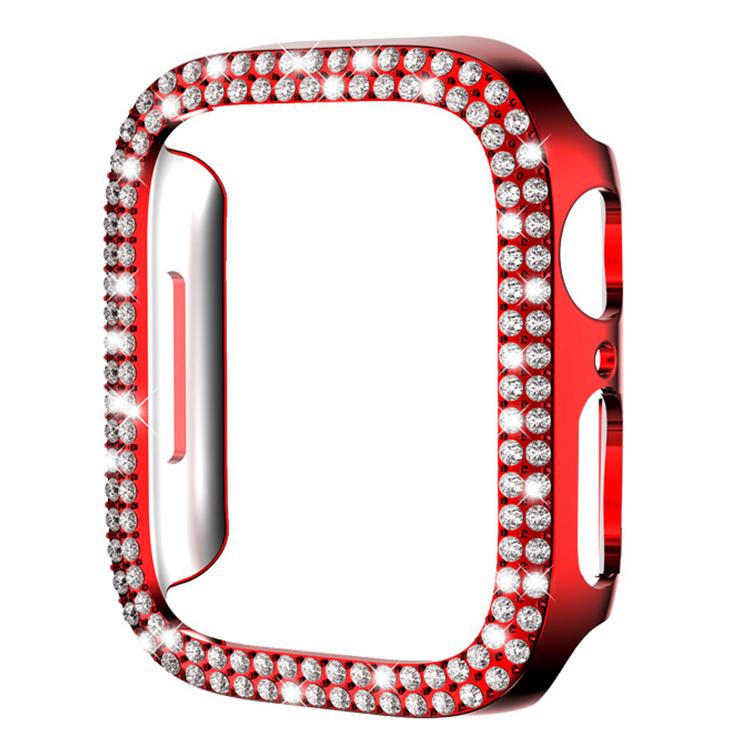 Capa de Relógio xDfind PC Oca com Dupla Fileira de Diamantes, Para Apple Watch Series 6 / 5 / 4 / SE 44mm, Para Apple Watch Series 6 / 5 / 4 / SE 40mm, Para Apple Watch Series 11 46mm / 10 46mm, Para Apple Watch Series 11 42mm / 10 42mm