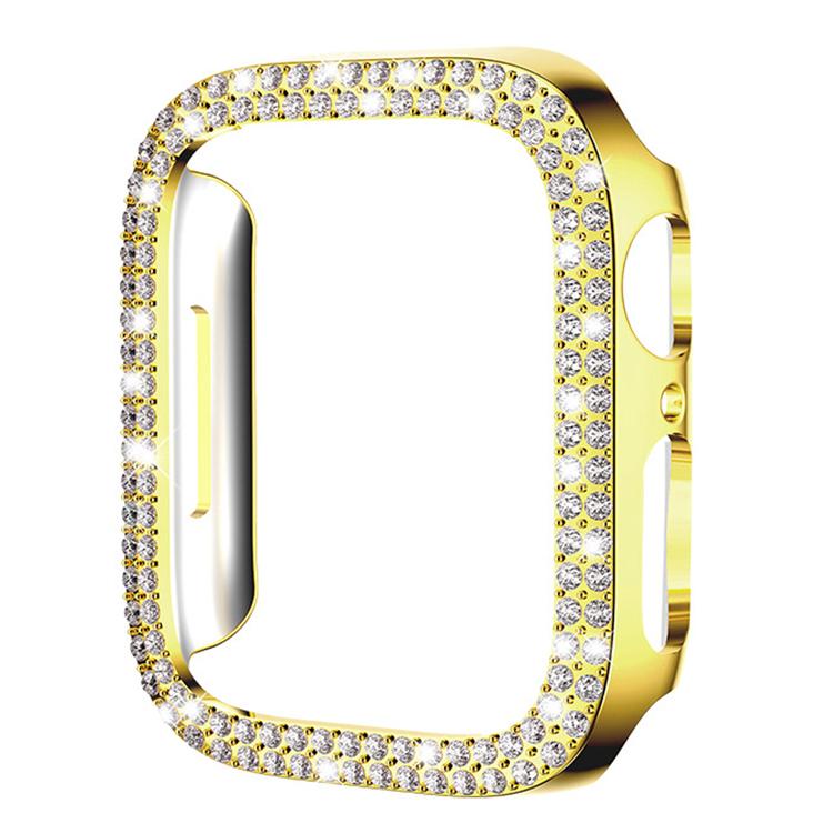 Capa de Relógio xDfind PC Oca com Dupla Fileira de Diamantes, Para Apple Watch Series 6 / 5 / 4 / SE 44mm, Para Apple Watch Series 6 / 5 / 4 / SE 40mm, Para Apple Watch Series 11 46mm / 10 46mm, Para Apple Watch Series 11 42mm / 10 42mm