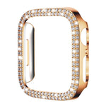 Capa de Relógio xDfind PC Oca com Dupla Fileira de Diamantes, Para Apple Watch Series 6 / 5 / 4 / SE 44mm, Para Apple Watch Series 6 / 5 / 4 / SE 40mm, Para Apple Watch Series 11 46mm / 10 46mm, Para Apple Watch Series 11 42mm / 10 42mm