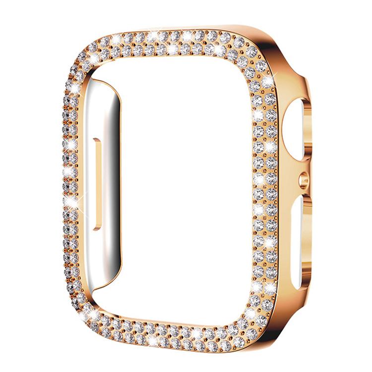 Capa de Relógio xDfind PC Oca com Dupla Fileira de Diamantes, Para Apple Watch Series 6 / 5 / 4 / SE 44mm, Para Apple Watch Series 6 / 5 / 4 / SE 40mm, Para Apple Watch Series 11 46mm / 10 46mm, Para Apple Watch Series 11 42mm / 10 42mm