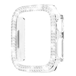 Capa de Relógio xDfind PC Oca com Dupla Fileira de Diamantes, Para Apple Watch Series 6 / 5 / 4 / SE 44mm, Para Apple Watch Series 6 / 5 / 4 / SE 40mm, Para Apple Watch Series 11 46mm / 10 46mm, Para Apple Watch Series 11 42mm / 10 42mm