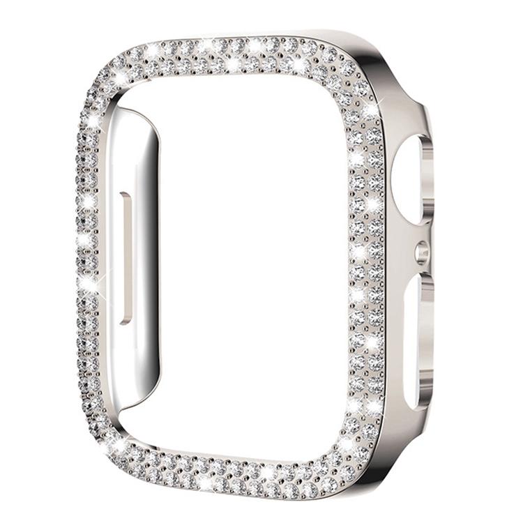 Capa de Relógio xDfind PC Oca com Dupla Fileira de Diamantes, Para Apple Watch Series 6 / 5 / 4 / SE 44mm, Para Apple Watch Series 6 / 5 / 4 / SE 40mm, Para Apple Watch Series 11 46mm / 10 46mm, Para Apple Watch Series 11 42mm / 10 42mm