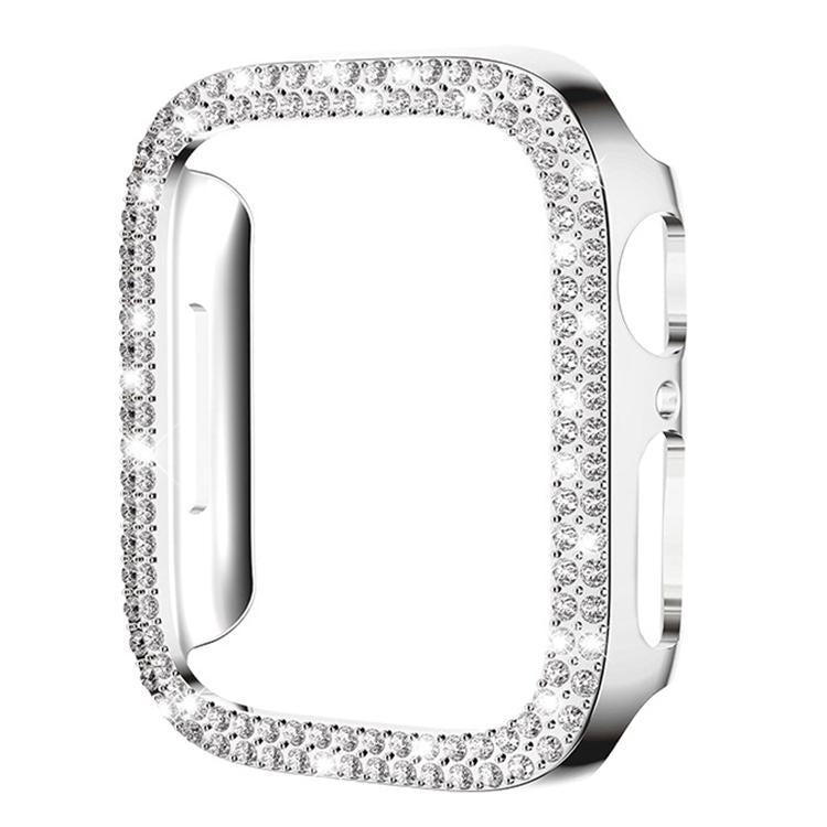 Capa de Relógio xDfind PC Oca com Dupla Fileira de Diamantes, Para Apple Watch Series 6 / 5 / 4 / SE 44mm, Para Apple Watch Series 6 / 5 / 4 / SE 40mm, Para Apple Watch Series 11 46mm / 10 46mm, Para Apple Watch Series 11 42mm / 10 42mm