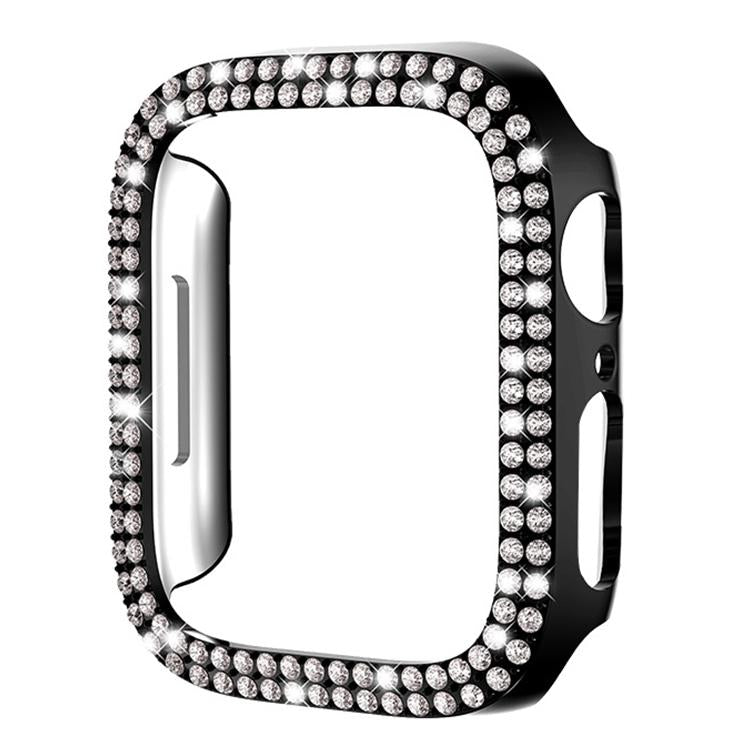 Capa de Relógio xDfind PC Oca com Dupla Fileira de Diamantes, Para Apple Watch Series 6 / 5 / 4 / SE 44mm, Para Apple Watch Series 6 / 5 / 4 / SE 40mm, Para Apple Watch Series 11 46mm / 10 46mm, Para Apple Watch Series 11 42mm / 10 42mm