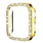 Capa de Relógio xDfind PC Oca com Dupla Fileira de Diamantes, Para Apple Watch Series 6 / 5 / 4 / SE 44mm, Para Apple Watch Series 6 / 5 / 4 / SE 40mm, Para Apple Watch Series 11 46mm / 10 46mm, Para Apple Watch Series 11 42mm / 10 42mm