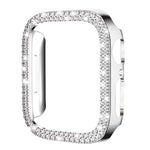 Capa de Relógio xDfind PC Oca com Dupla Fileira de Diamantes, Para Apple Watch Series 6 / 5 / 4 / SE 44mm, Para Apple Watch Series 6 / 5 / 4 / SE 40mm, Para Apple Watch Series 11 46mm / 10 46mm, Para Apple Watch Series 11 42mm / 10 42mm