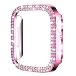 Capa de Relógio xDfind PC Oca com Dupla Fileira de Diamantes, Para Apple Watch Series 6 / 5 / 4 / SE 44mm, Para Apple Watch Series 6 / 5 / 4 / SE 40mm, Para Apple Watch Series 11 46mm / 10 46mm, Para Apple Watch Series 11 42mm / 10 42mm