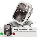 Capa de Relógio xDfind PC Oca com Dupla Fileira de Diamantes, Para Apple Watch Series 6 / 5 / 4 / SE 44mm, Para Apple Watch Series 6 / 5 / 4 / SE 40mm, Para Apple Watch Series 11 46mm / 10 46mm, Para Apple Watch Series 11 42mm / 10 42mm