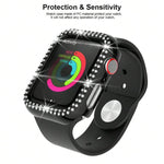 Capa de Relógio xDfind PC Oca com Dupla Fileira de Diamantes, Para Apple Watch Series 6 / 5 / 4 / SE 44mm, Para Apple Watch Series 6 / 5 / 4 / SE 40mm, Para Apple Watch Series 11 46mm / 10 46mm, Para Apple Watch Series 11 42mm / 10 42mm