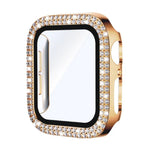 Capa de Relógio xDfind PC com Filme de Vidro Temperado e Dupla Fileira de Diamantes Integrado, Para Apple Watch Series 9 / 8 / 7 41mm, Para Apple Watch Series 3 / 2 / 1 38mm, Para Apple Watch Series 3 / 2 / 1 42mm