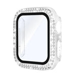 Capa de Relógio xDfind PC com Filme de Vidro Temperado e Dupla Fileira de Diamantes Integrado, Para Apple Watch Series 9 / 8 / 7 41mm, Para Apple Watch Series 3 / 2 / 1 38mm, Para Apple Watch Series 3 / 2 / 1 42mm