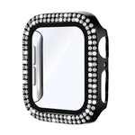 Capa de Relógio xDfind PC com Filme de Vidro Temperado e Dupla Fileira de Diamantes Integrado, Para Apple Watch Series 9 / 8 / 7 41mm, Para Apple Watch Series 3 / 2 / 1 38mm, Para Apple Watch Series 3 / 2 / 1 42mm