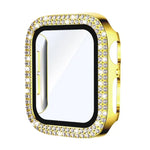 Capa de Relógio xDfind PC com Filme de Vidro Temperado e Dupla Fileira de Diamantes Integrado, Para Apple Watch Series 9 / 8 / 7 41mm, Para Apple Watch Series 3 / 2 / 1 38mm, Para Apple Watch Series 3 / 2 / 1 42mm