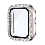 Capa de Relógio xDfind PC com Filme de Vidro Temperado e Dupla Fileira de Diamantes Integrado, Para Apple Watch Series 9 / 8 / 7 41mm, Para Apple Watch Series 3 / 2 / 1 38mm, Para Apple Watch Series 3 / 2 / 1 42mm