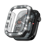 Capa de Relógio xDfind PC com Filme de Vidro Temperado e Dupla Fileira de Diamantes Integrado, Para Apple Watch Series 9 / 8 / 7 41mm, Para Apple Watch Series 3 / 2 / 1 38mm, Para Apple Watch Series 3 / 2 / 1 42mm