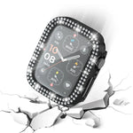 Capa de Relógio xDfind PC com Filme de Vidro Temperado e Dupla Fileira de Diamantes Integrado, Para Apple Watch Series 9 / 8 / 7 41mm, Para Apple Watch Series 3 / 2 / 1 38mm, Para Apple Watch Series 3 / 2 / 1 42mm
