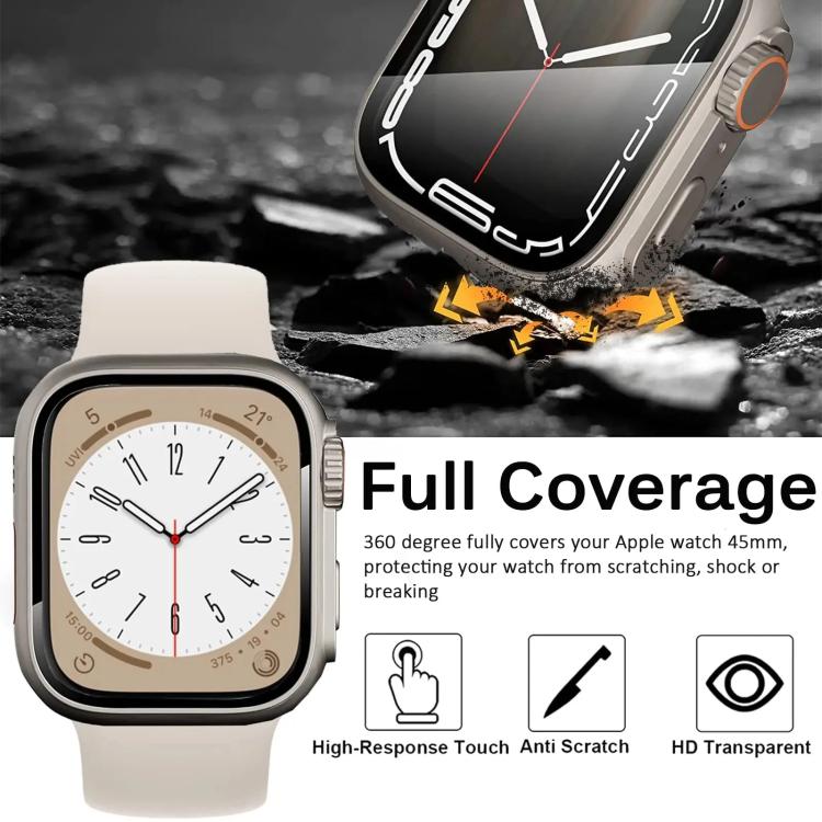 Capa de Relógio xDfind PC com Filme de Vidro Temperado Integrado para Ultra 49mm, Para Apple Watch Series 6 / 5 / 4 / SE 44mm, Para Apple Watch Series 6 / 5 / 4 / SE 40mm, Para Apple Watch Series 9 / 8 / 7 45mm, Para Apple Watch Series 9 / 8 / 7 41mm