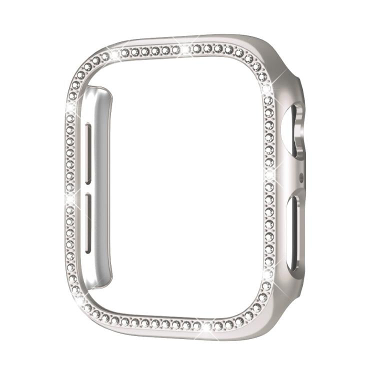 Capa de Relógio xDfind PC Oca com Fileira Única de Diamantes, Para Apple Watch Series 11 46mm / 10 46mm, Para Apple Watch Series 11 42mm / 10 42mm