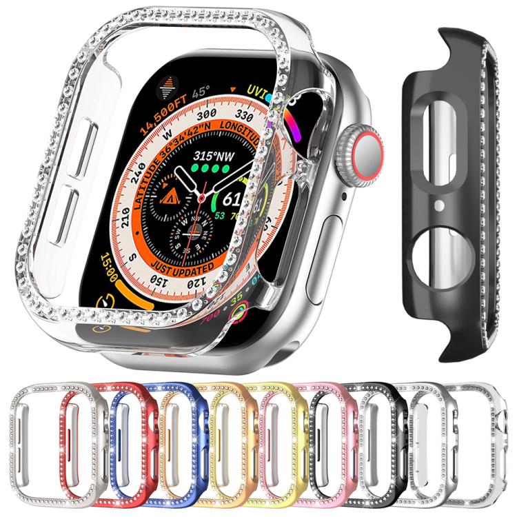 Capa de Relógio xDfind PC Oca com Fileira Única de Diamantes, Para Apple Watch Series 11 46mm / 10 46mm, Para Apple Watch Series 11 42mm / 10 42mm